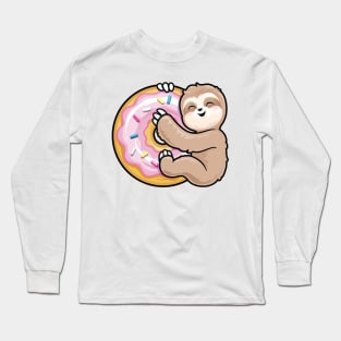 Sloth Pink Donut Long Sleeve T-Shirt